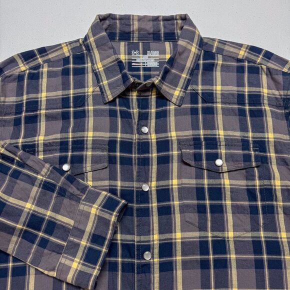 Under Armour‎ Shirt Mens XL Blue Gray Plaid Flannel All Seasons Loose Outdoor - Picture 1 of 16